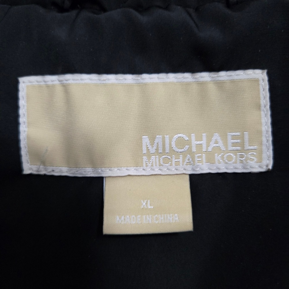 Michael Michael Kors Black Quilted Hooded Field Jacket Gold Hardware XL - Picture 2 of 8
